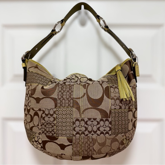 Coach Handbags - Coach Vintage Patchwork Hobo in Signature Khaki and Authentic Snakeskin
